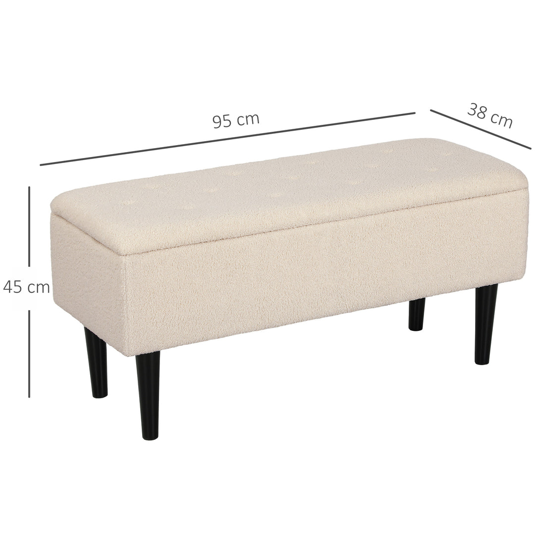 47L Teddy Fleece Storage Ottoman - Cream