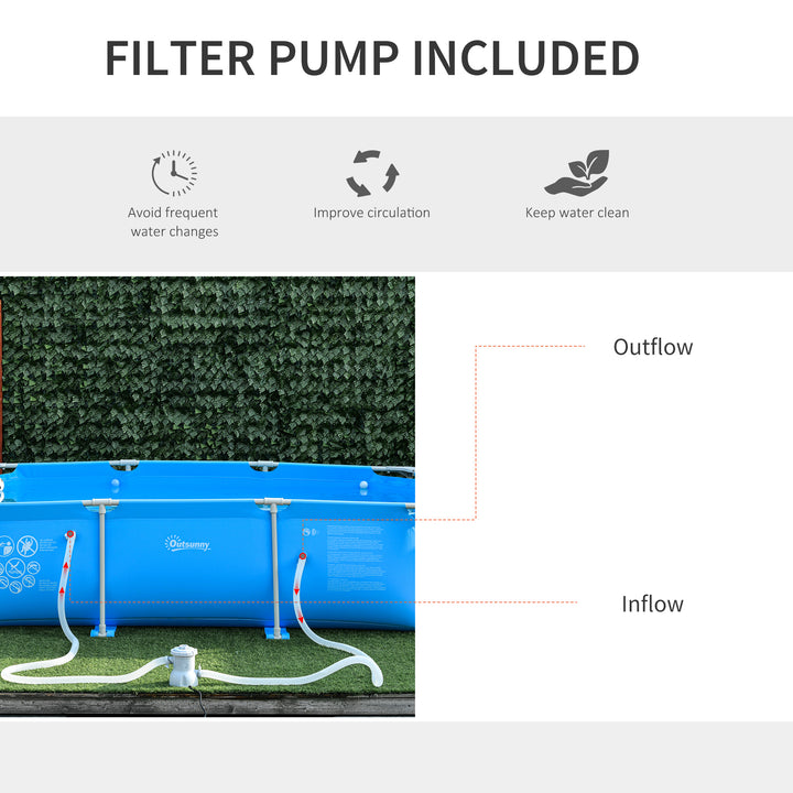 MCL Steel Frame Pool with Filter Pump, Filter Cartridge, Reinforced Sidewalls Rust Resistant Above Ground Swimming Pool 292 x 190 x 75cm, Blue