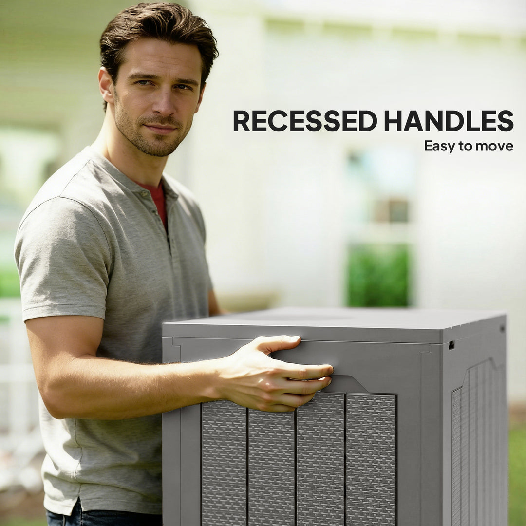 93L Plastic Garden Storage Box, Outdoor Storage Box with Handles, Waterproof Outdoor Storage Container
