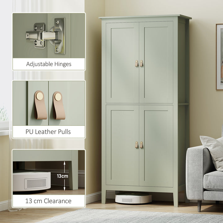 Tall Pantry Cupboard with Motion Sensor LED Light - Green