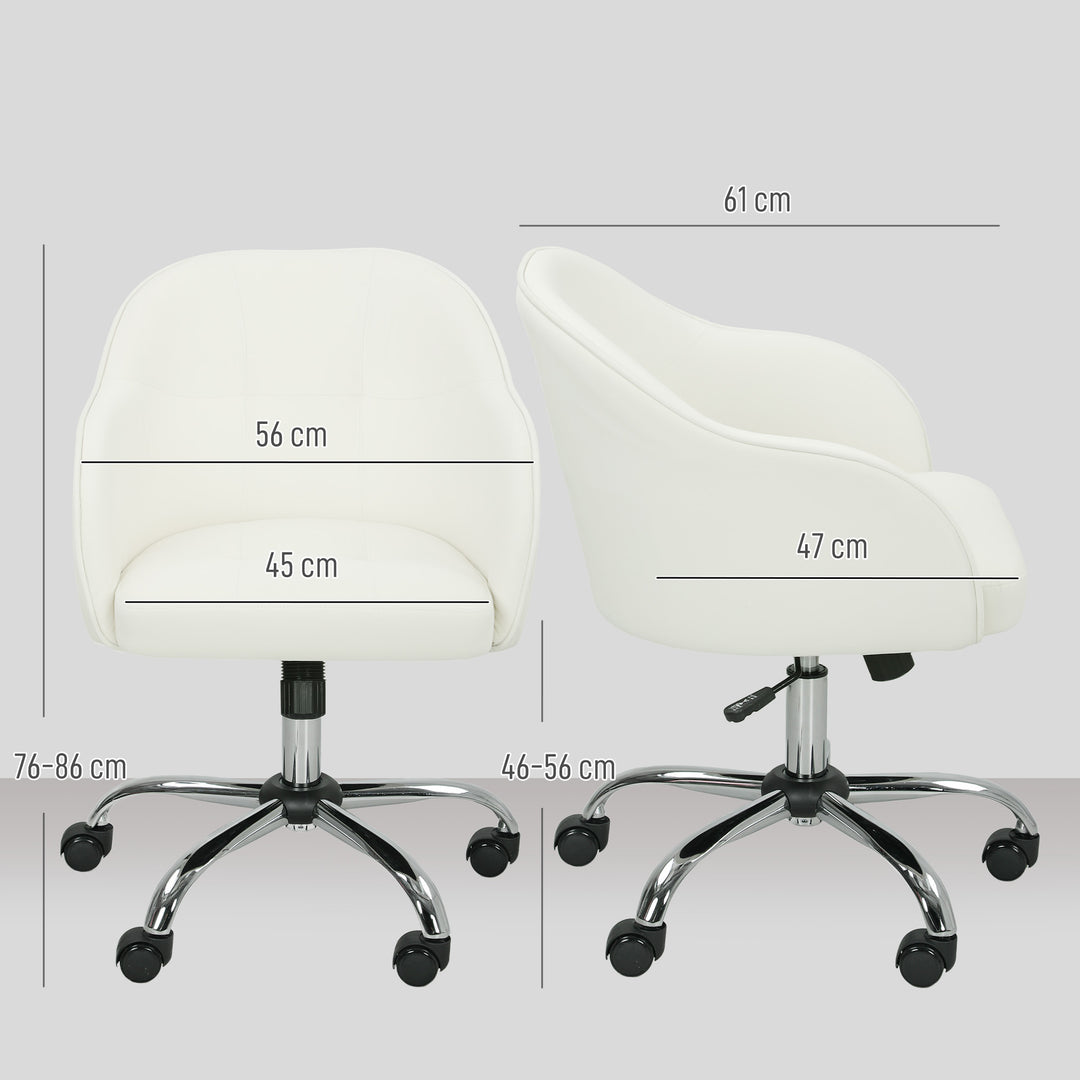 46-56 cm Velvet-feel Office Chair - Cream