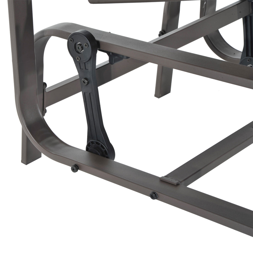 Outdoor Gliding Rocking Chair with Sturdy Metal Frame Garden Comfortable Swing Chair, Grey & Brown
