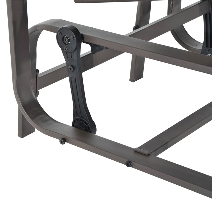 Outdoor Gliding Rocking Chair with Sturdy Metal Frame Garden Comfortable Swing Chair, Grey & Brown