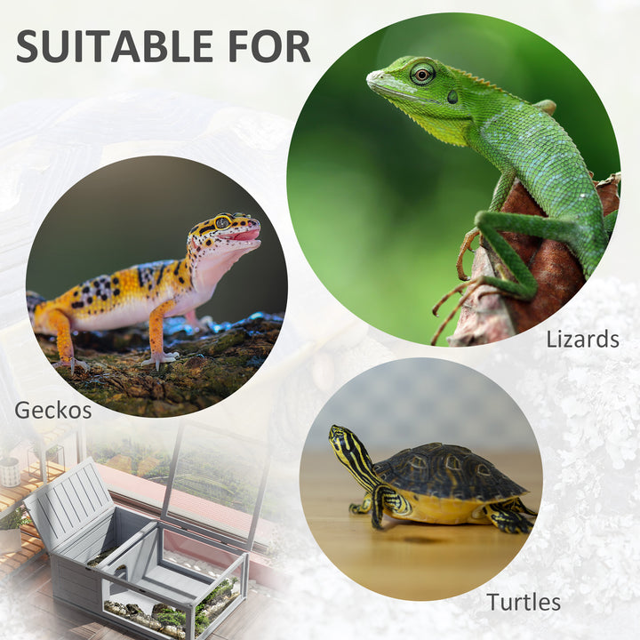 Tortoise House, Small Reptile Wooden House, with Mesh Roofs, Side Panels, for Turtles, Lizards, Geckos and Snakes