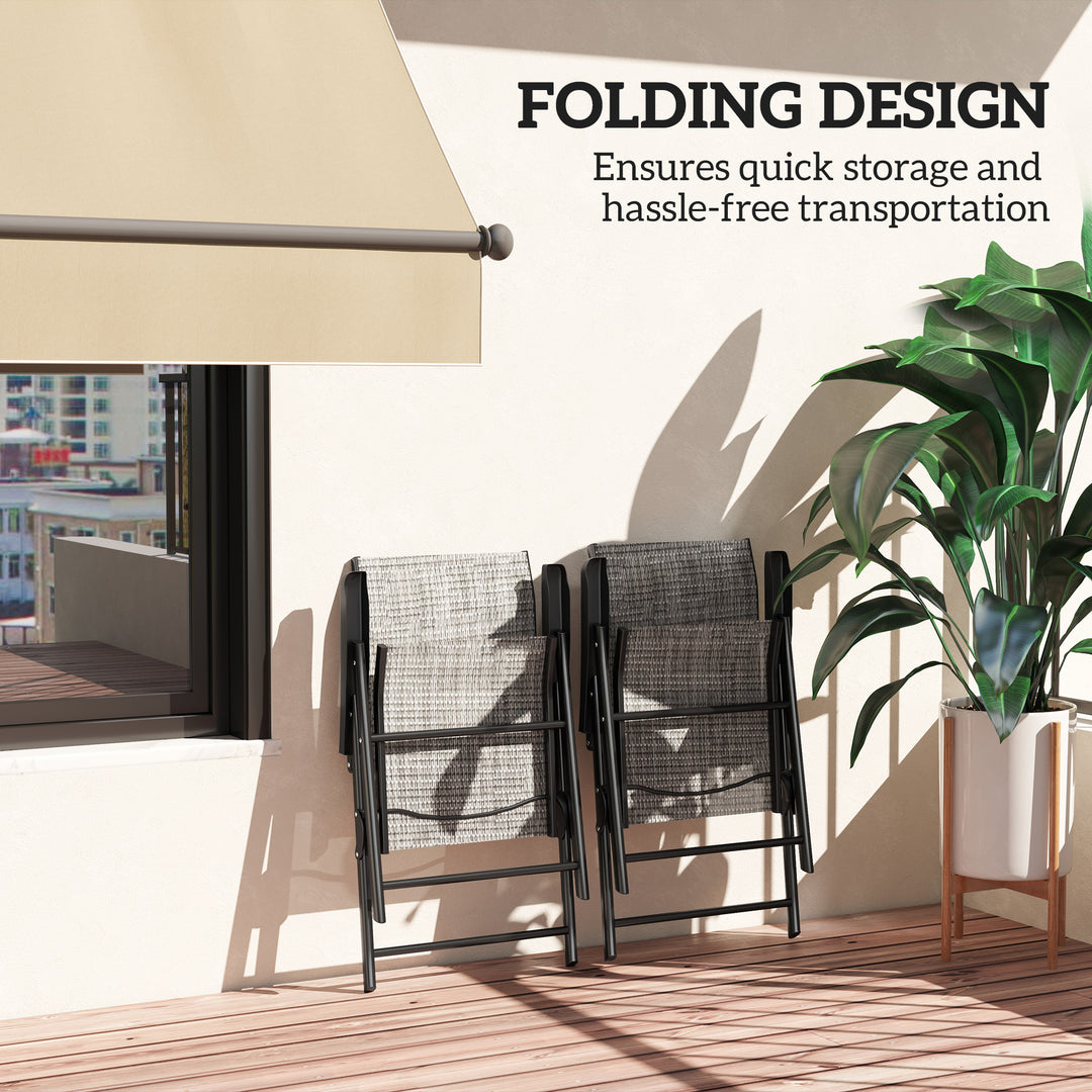 Set of Two Folding Outdoor Chairs - Black/Grey