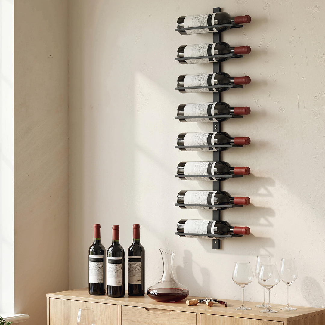 Wall Mounted Wine Rack, 8 Tier Metal Wine Display Rack, Storage Holder
