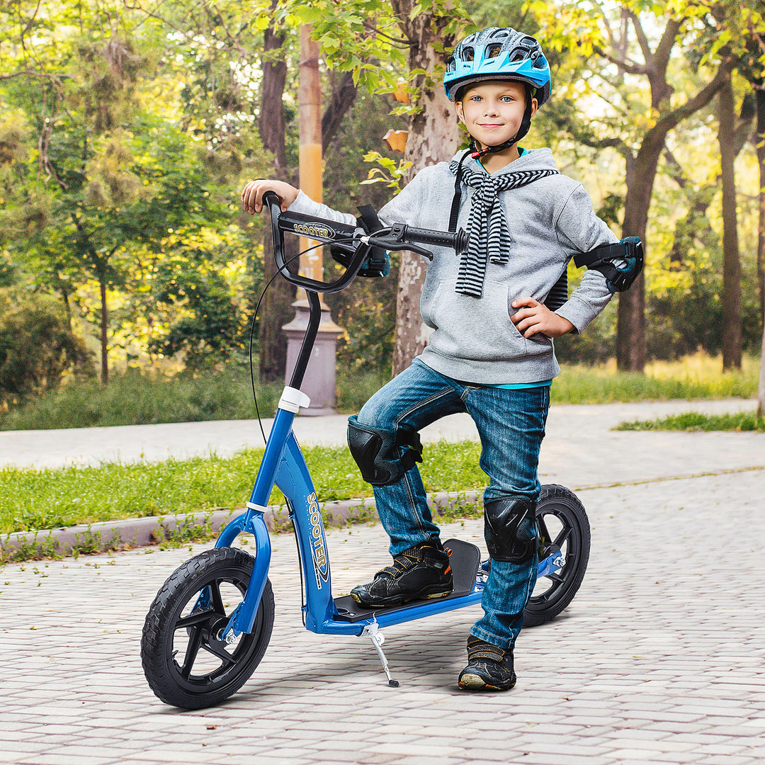 MCL Kids Scooter Kick Scooter, with 12" EVA Tyres, Rear Brake, Big Wheels Scooter for 5-12 Years , Blue