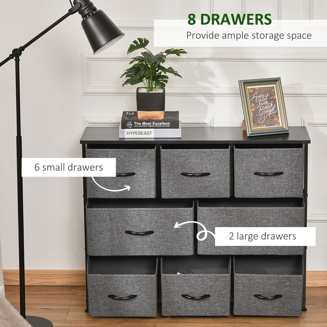 Chest of Drawers with 8 Foldable Drawers, 3-Tier Fabric Bedroom Dresser, Clothes Storage Unit for Bedroom Living Room, Dark Grey