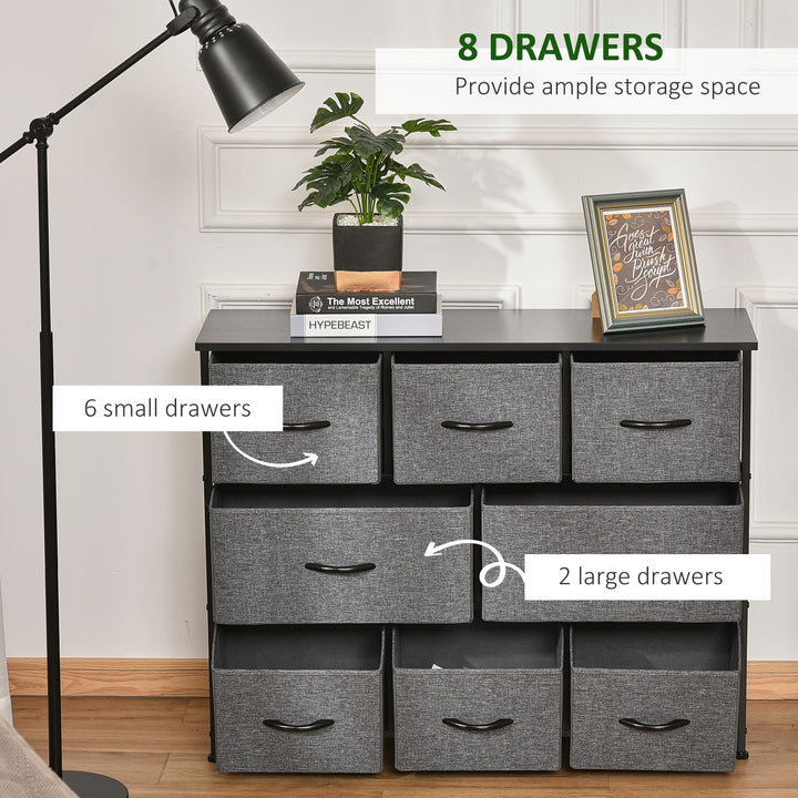 Chest of Drawers with 8 Foldable Drawers, 3-Tier Fabric Bedroom Dresser, Clothes Storage Unit for Bedroom Living Room, Dark Grey