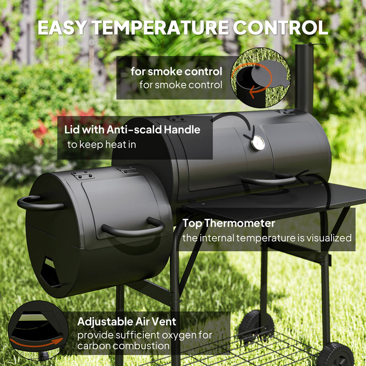 Barbecue Grill Portable Outdoor Charcoal BBQ Grill with Offset Smoker 