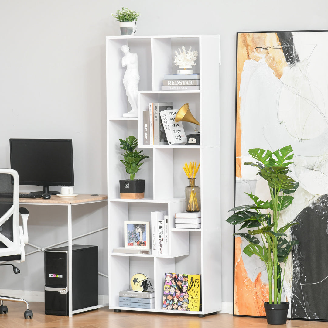 8-Cube Bookcase, Tall Display Shelf, Standing Storage Rack for Study Room, Living Room, 70 x 24 x 178cm, White