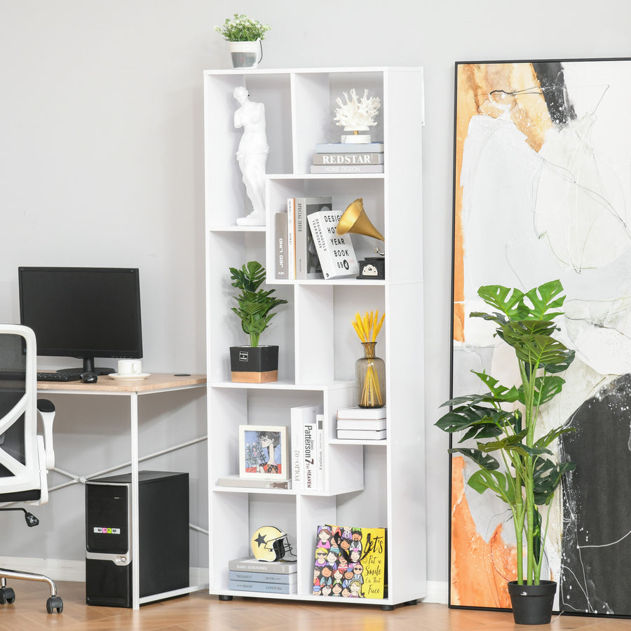 8-Cube Bookcase, Tall Display Shelf, Standing Storage Rack for Study Room, Living Room, 70 x 24 x 178cm, White