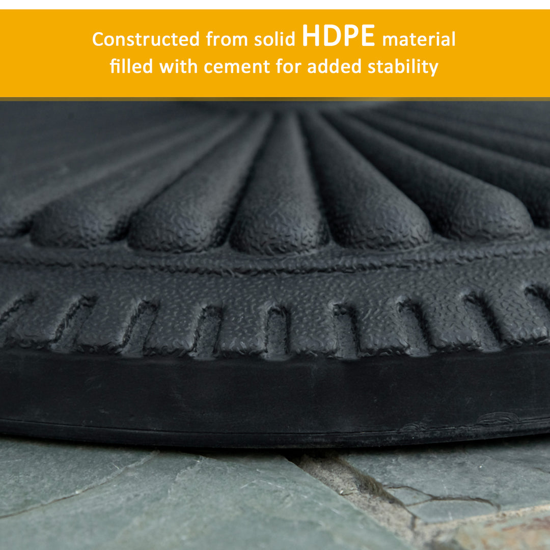 14kg Round Cement Parasol Base Umbrella Weight Stand Holder Fits Φ35mm,Φ38mm,Φ48mm Pole for Patio Outdoor Garden - Black