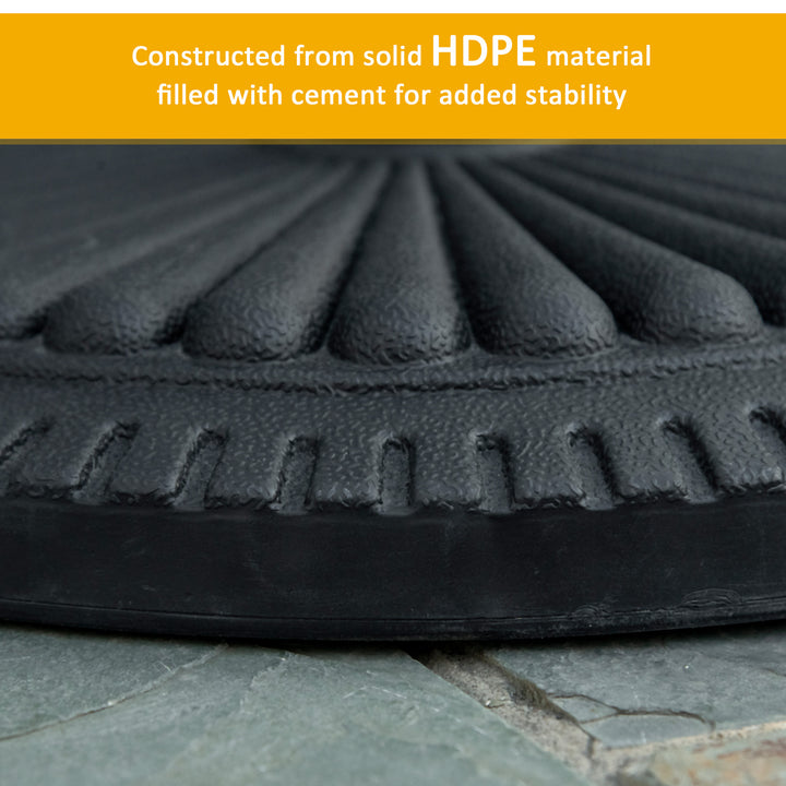14kg Round Cement Parasol Base Umbrella Weight Stand Holder Fits Φ35mm,Φ38mm,Φ48mm Pole for Patio Outdoor Garden - Black