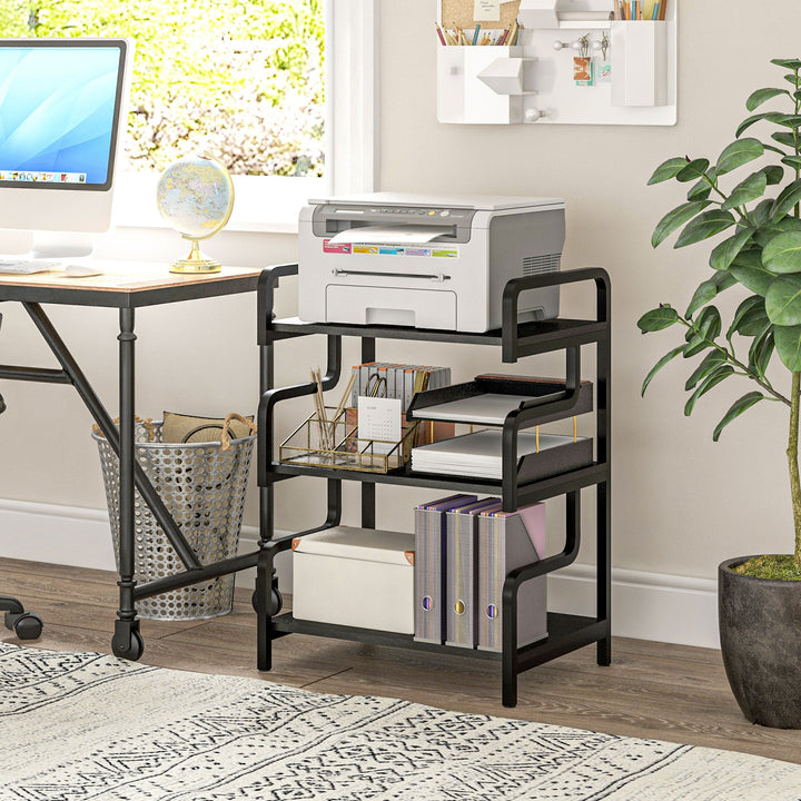 3-Tier Printer Stand with Storage Shelves, Printer Table, 55 x 40 x 77cm Printer Shelf for Home Office, Study