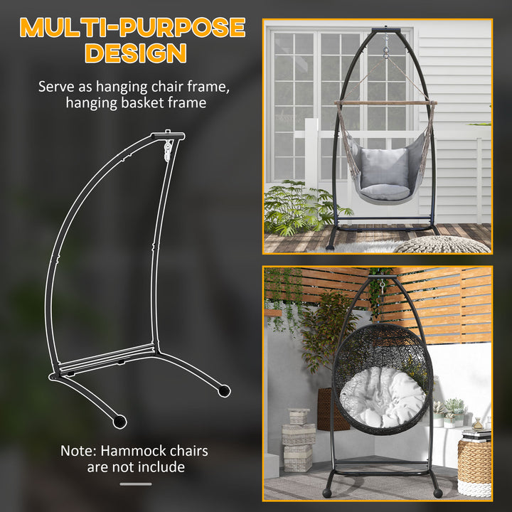 Hammock Chair Stand, C Shape Hanging Heavy Duty Metal Frame Hammock Stand for Hanging Hammock Air Porch Swing Chair, Indoor & Outdoor Use, Black