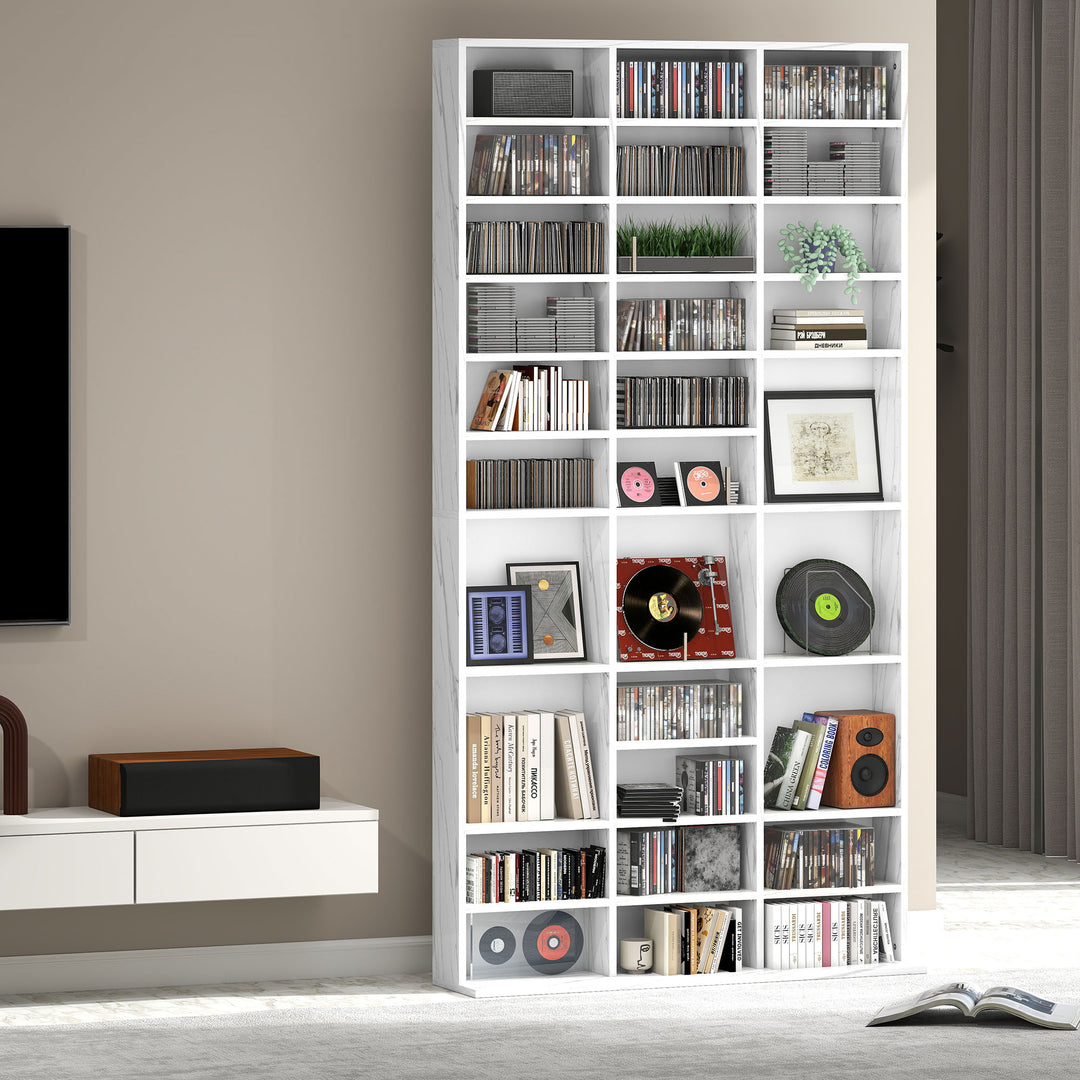 CD Storage Unit with Adjustable Shelves, 102 x 195 cm, Marble Effect