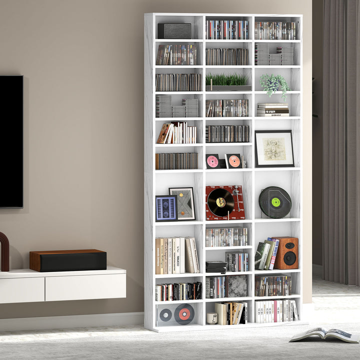 CD Storage Unit with Adjustable Shelves, 102 x 195 cm, Marble Effect