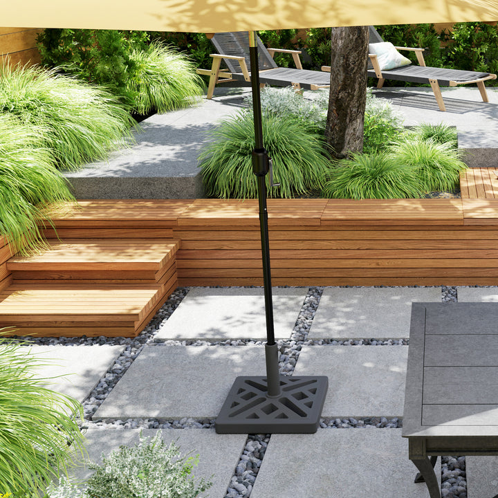 Garden Parasol Base, 15kg HDPE Outdoor Umbrella Stand Parasol Stand with Cut-Out Design, Sun Umbrella Base for 32, 38, 48 mm Poles, Black