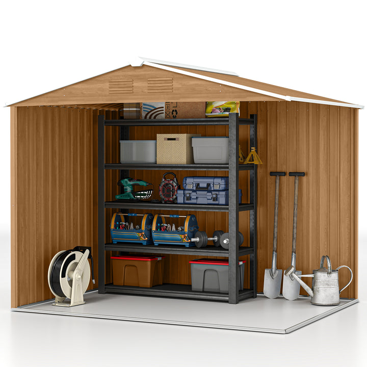 8 x 6ft Galvanised Steel Shed, with Double Door - Brown