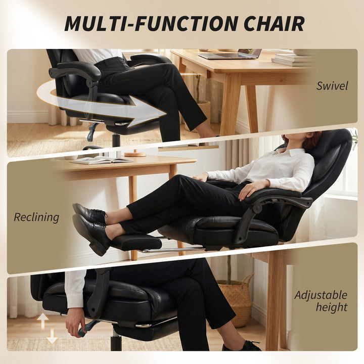 Adjustable Office Chair Reclining Computer Desk Chair with Footrest, A