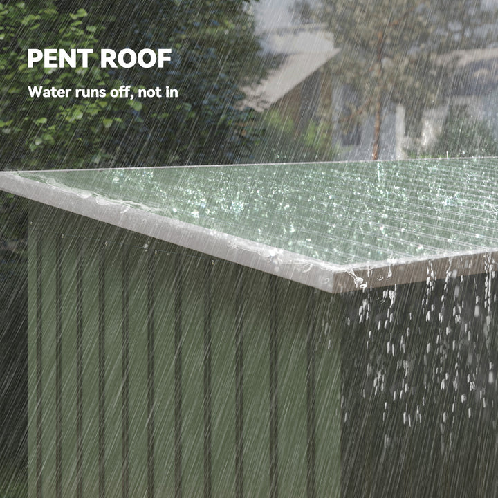 MCL 9ft x 4ft Metal Garden Shed, Outdoor Tool House with Foundation Kit, Ventilations and Double Doors, Light Green