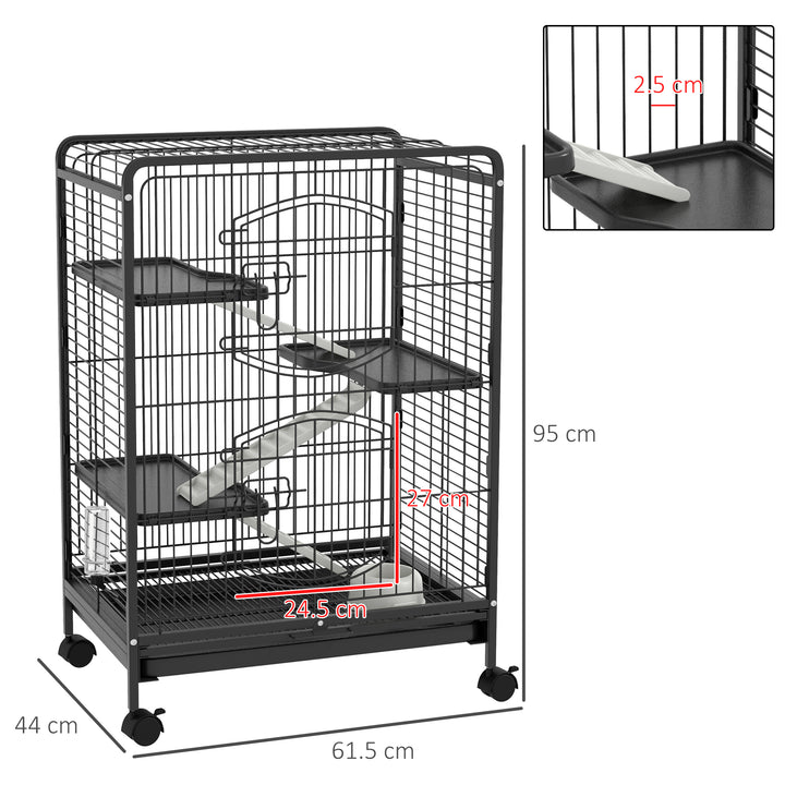 4 Levels Removable Small Animal Cage, 95cm - Black - view 3