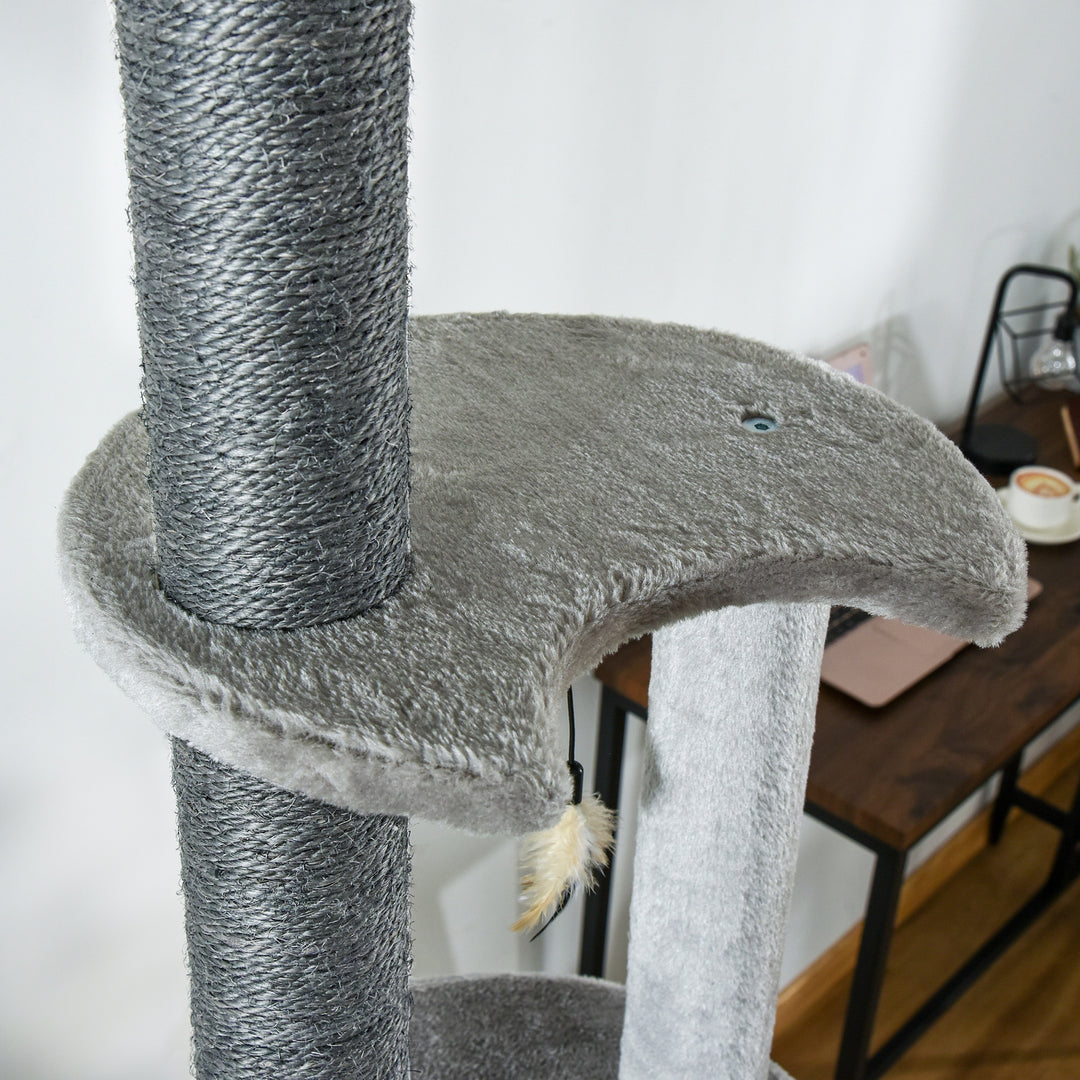 MCL 255cm Floor To Ceiling Cat Tree for Indoor Cats Climber Scratching Post Adjustable Height Play Tower Removable Cover Grey