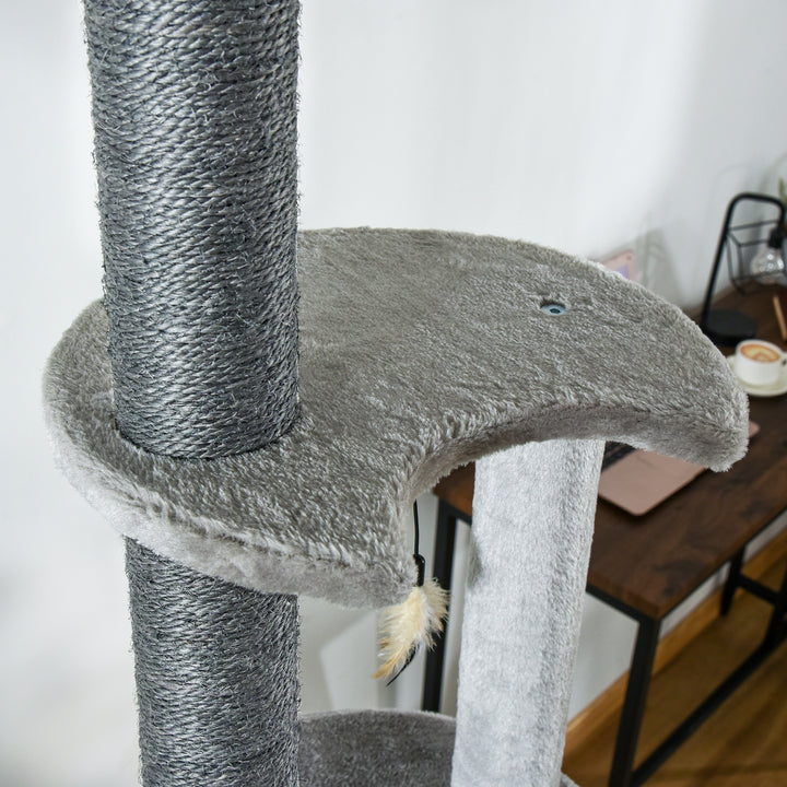 MCL 255cm Floor To Ceiling Cat Tree for Indoor Cats Climber Scratching Post Adjustable Height Play Tower Removable Cover Grey