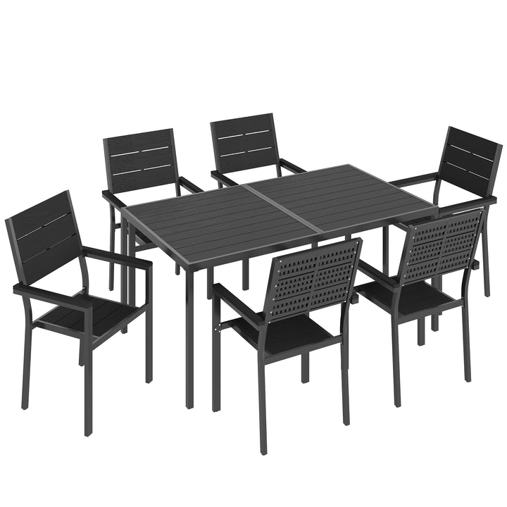 7 Pieces Outdoor Dining Set, Patio Table and Chairs for 6, Garden Dini