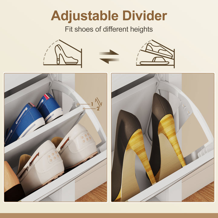Narrow Shoe Cabinet, Boho Slim Shoe Storage Cabinet with 2 Flip Drawer