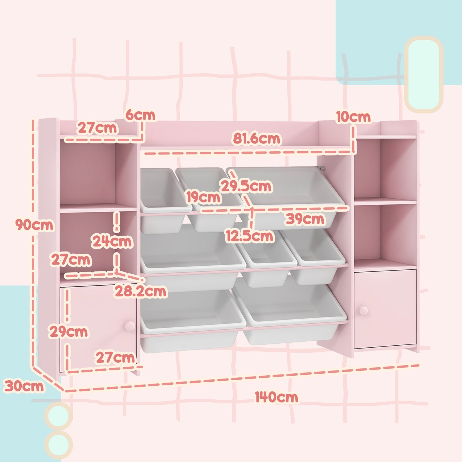 Kids Toy Organizers and Storage with 8 Removable Storage Bins and Book