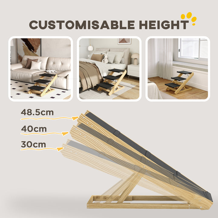 Adjustable Dog Steps Dog Ramp, 3-Step Non-slip Pet Stairs for Medium S