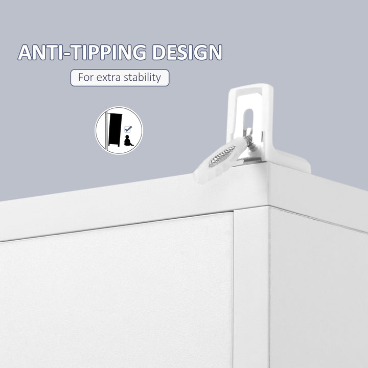 MCL Tall Bathroom Storage Cabinet with Mirror, Freestanding Floor Cabinet Tallboy Unit with Adjustable Shelves, White