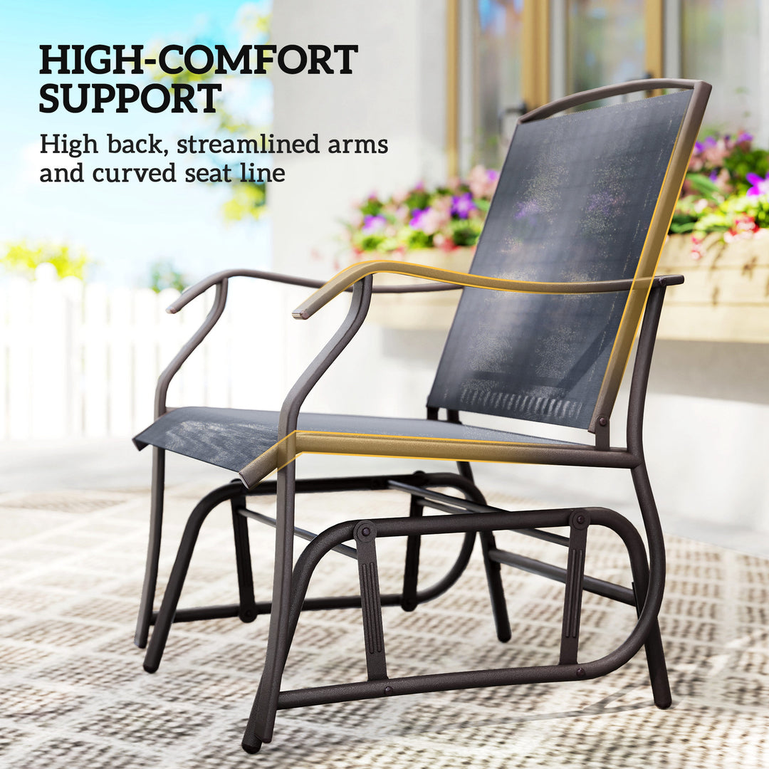 Glider Rocking Chair & Table Set 2 Single Seaters Rocker Garden Swing Chair Patio Furniture Bistro Set Grey