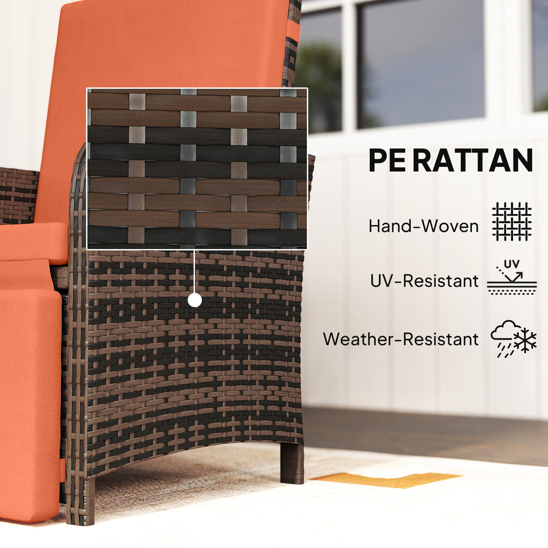3 Pieces Rattan Bistro Set Balcony Furniture with Cushions, Storage Fu