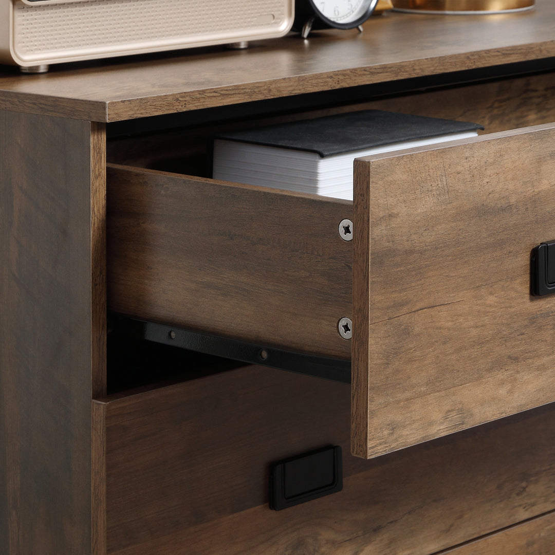 MCL Chest of Drawers, 4-Drawer Storage Organiser Unit with Metal Frame for Bedroom, Living Room, Brown