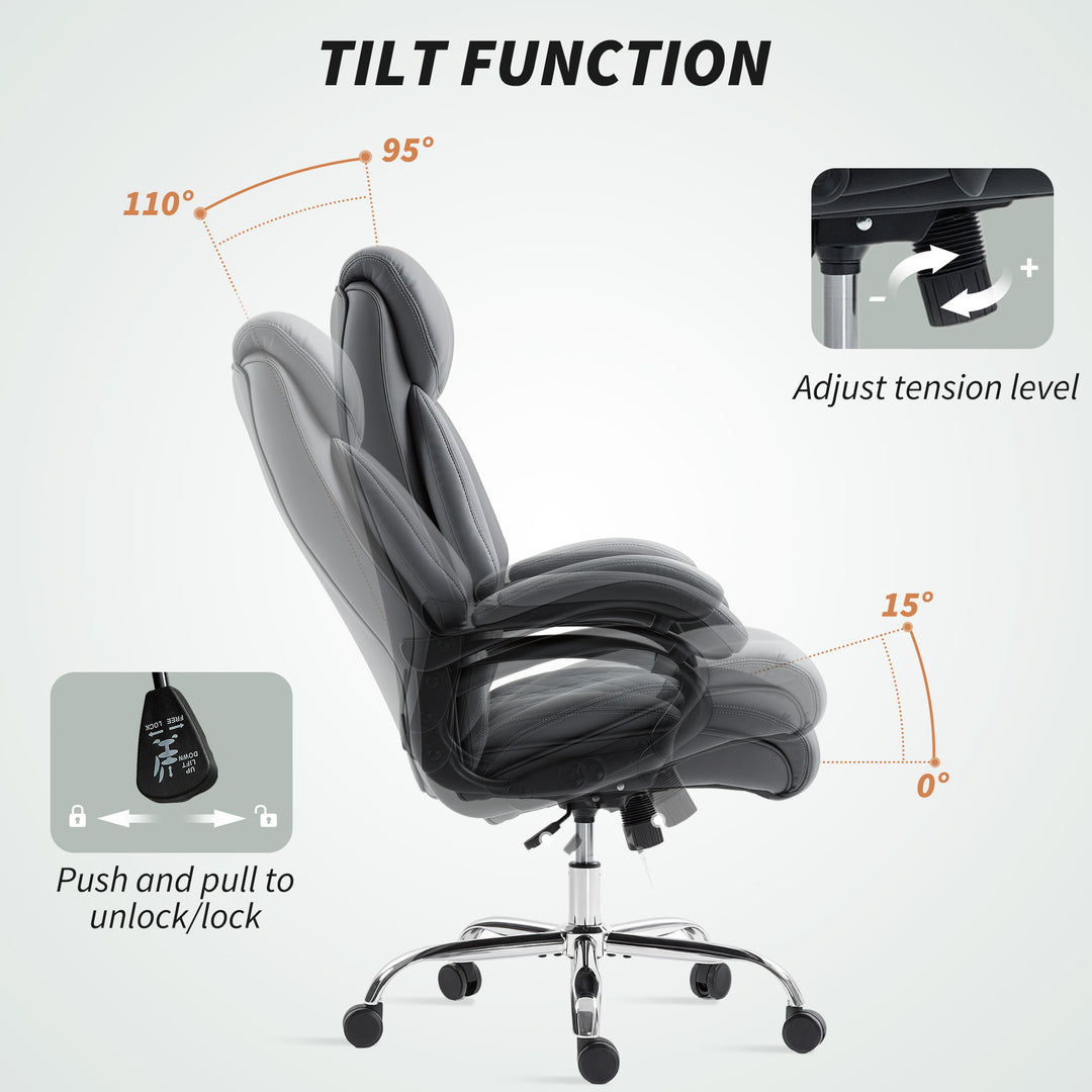 Super Padded Faux Leather Office Chair - Charcoal Grey