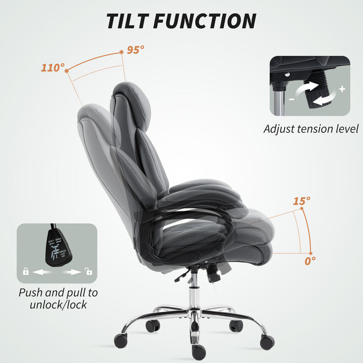 Super Padded Faux Leather Office Chair - Charcoal Grey