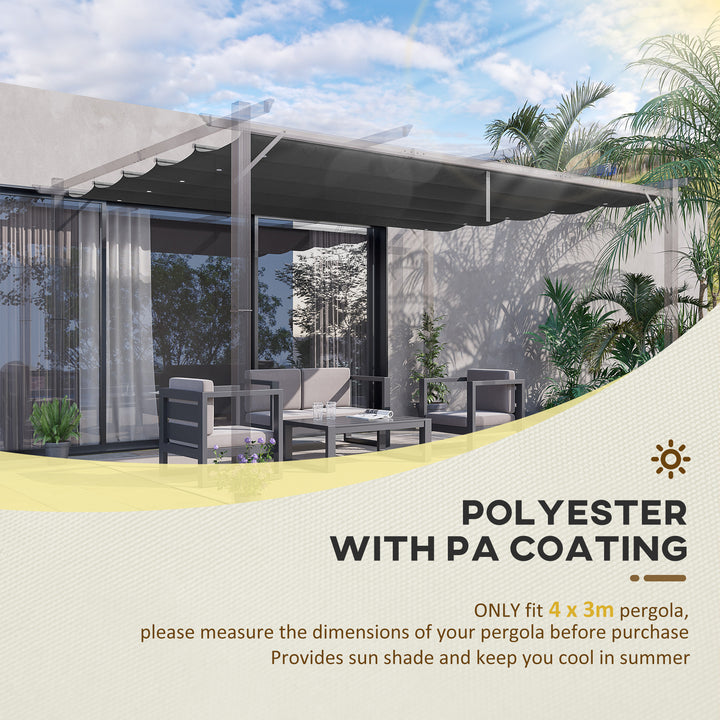 Retractable Pergola Shade Cover, Replacement Canopy for 4 x 3 (m) Pergola, Retractable Roof, Dark Grey