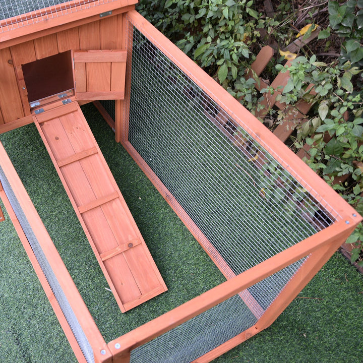 2 Floor Wooden Guinea Pigs Hutches House Bunny Coop Outdoor Garden Backyard, 158L x 58W x 68H cm