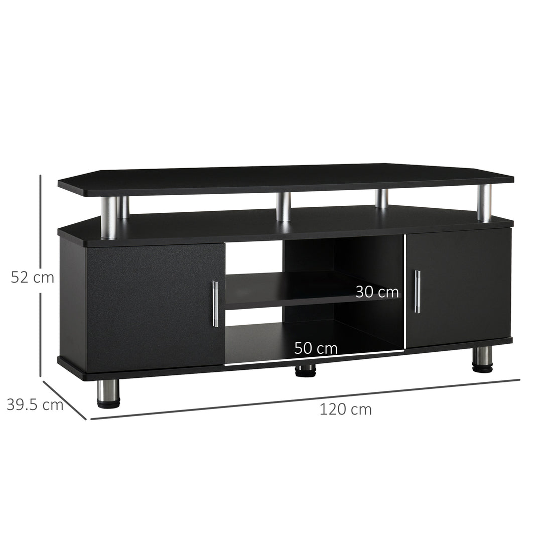 HOMCOM TV Unit Cabinet for TVs up to 55 Inch, Entertainment Center with 2 Storage Shelves and Cupboards, for Living Room, Black | Aosom UK