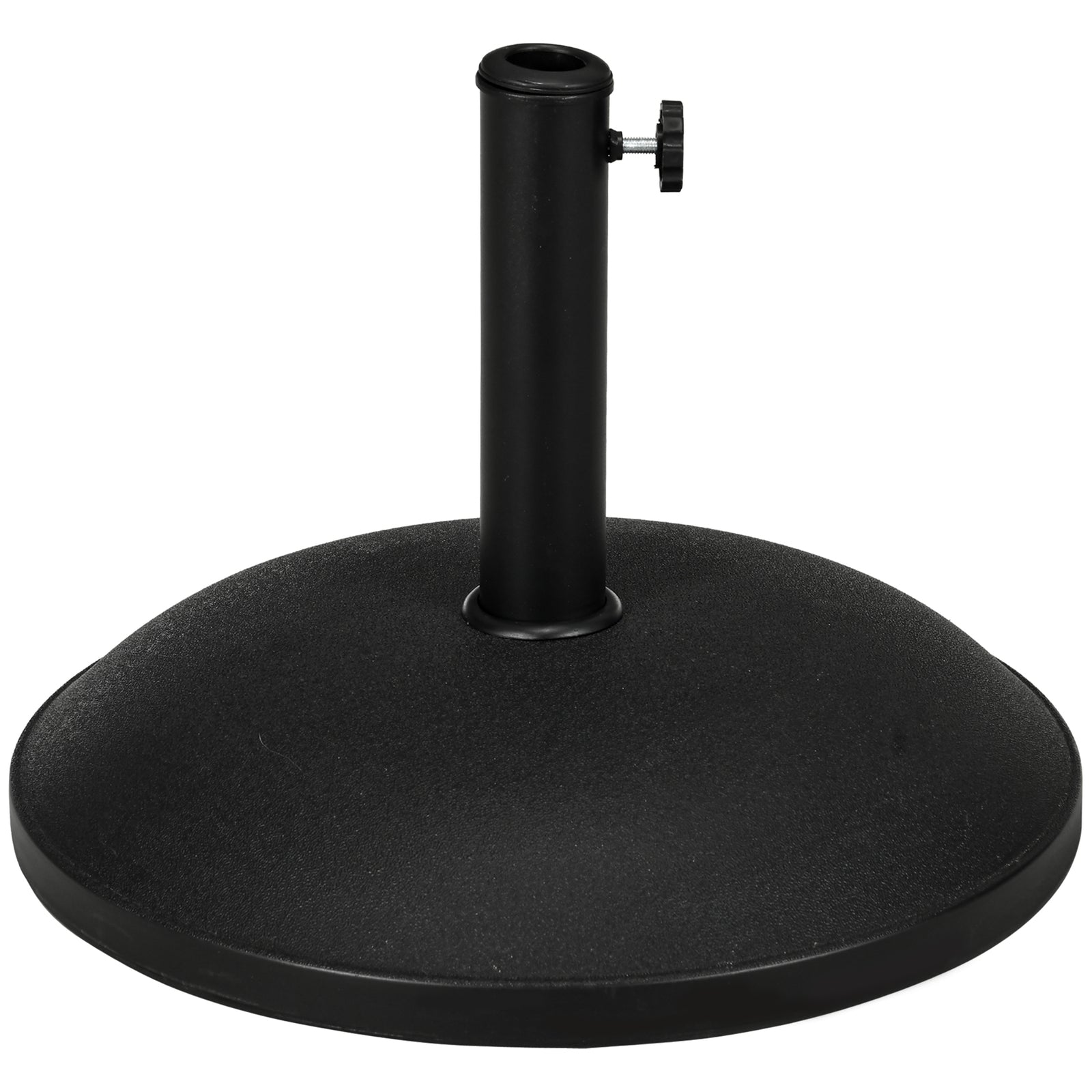 25 kg Parasol Base, Heavy Duty Concrete Patio Umbrella Stand with Adjustable Knob, 49 cm Round Garden Parasol Holder for 35 to 48 mm Poles, Black