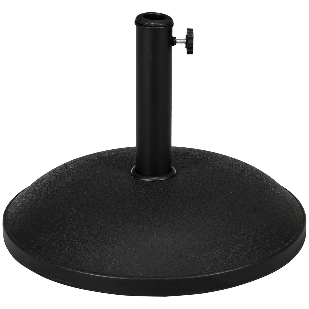 MCL 25 kg Parasol Base, Heavy Duty Concrete Patio Umbrella Stand with Adjustable Knob, 49 cm Round Garden Parasol Holder for 35 to 48 mm Poles, Black