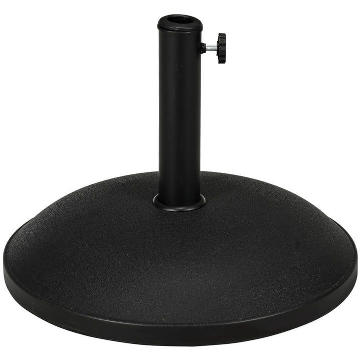 MCL 25 kg Parasol Base, Heavy Duty Concrete Patio Umbrella Stand with Adjustable Knob, 49 cm Round Garden Parasol Holder for 35 to 48 mm Poles, Black