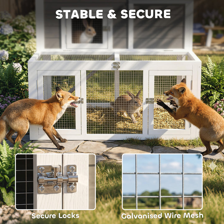 Wooden Rabbit Hutch, Indoor Outdoor Bunny Cage with Waterproof &amp; Opena