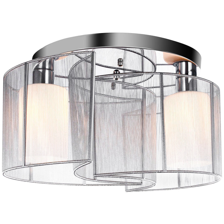Modern Chandelier, Semi-Flush Mount Ceiling Light with 2 Light, E27 Bulb Base for Hallway, Dining Room, Living Room, White and Silver