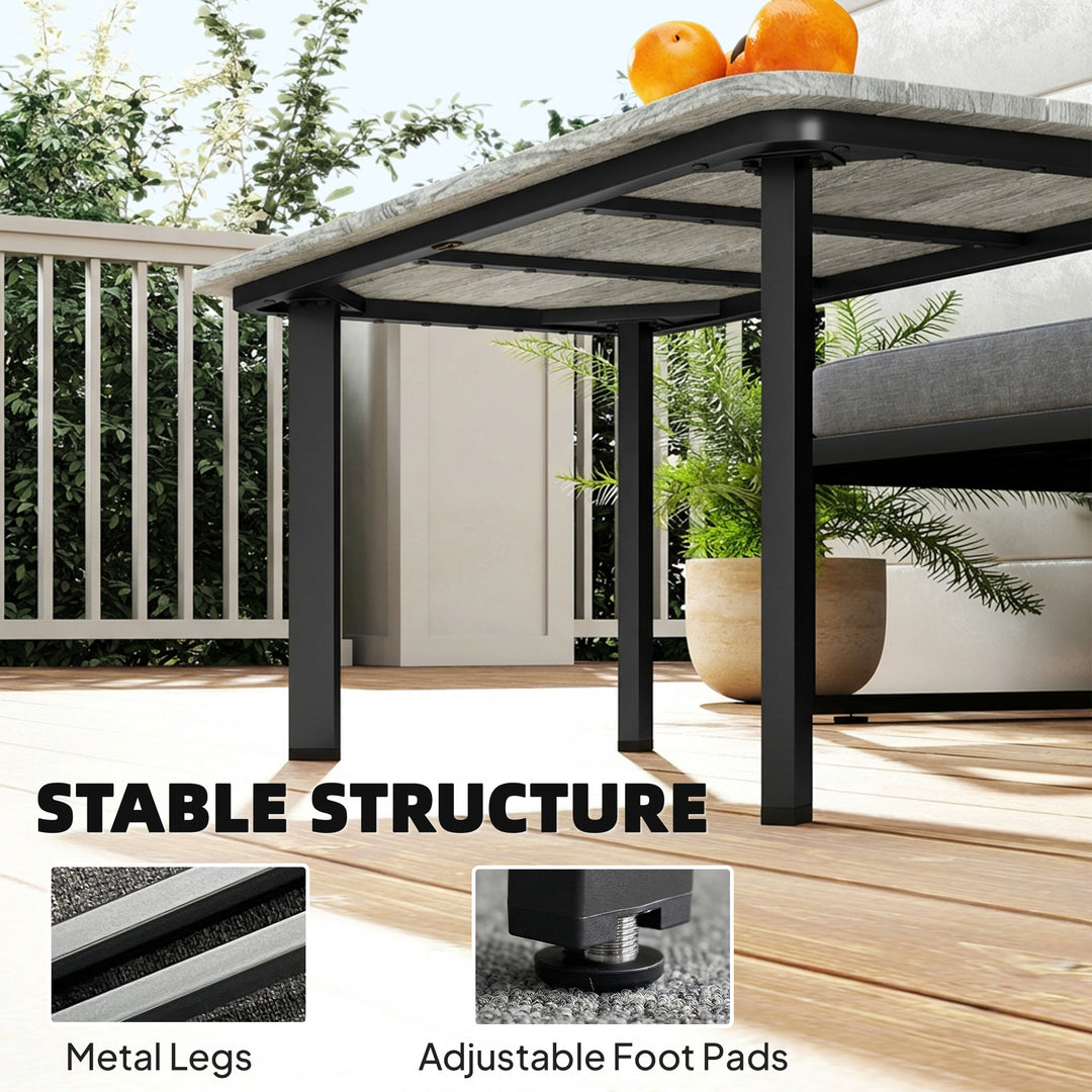Outdoor Garden Coffee Table, Garden Table with Slatted Wood Plastic Co