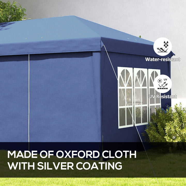 3x6m Pop-Up Gazebo, with Curtain Walls and Windows, Blue