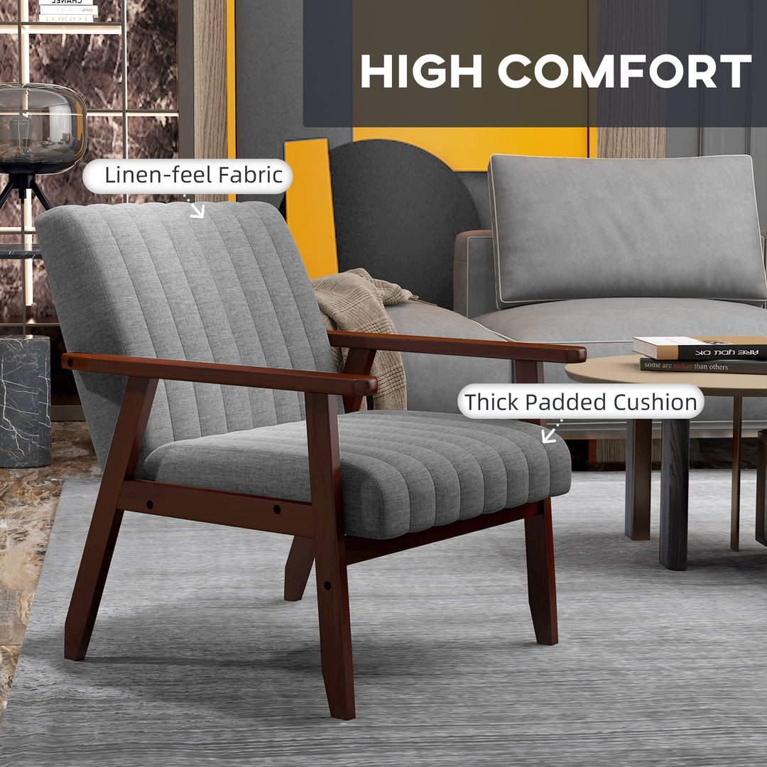Mid Century Accent Chair, with Wooden Legs - Grey